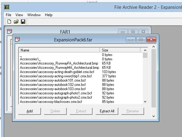 File Archive Reader 2 FAR Editor FAR Extractor - The Sims 1 Custom Content