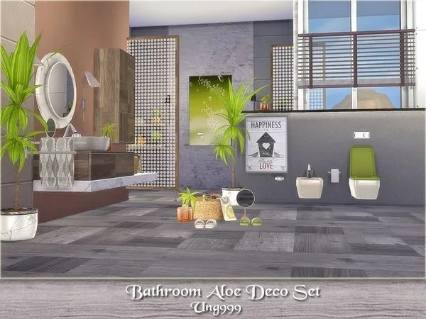 Bathroom Aloe Deco Set by thesimsresource - The Sims 4 Custom Content