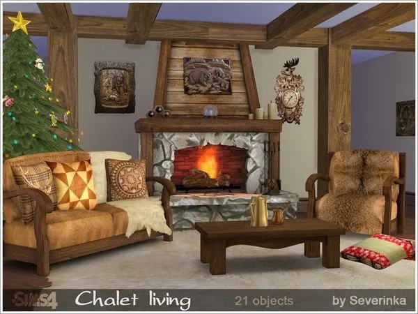 Chalet living by thesimsresource - The Sims 4 Custom Content