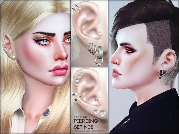 Mix Piercing Set N08 by thesimsresource - The Sims 4 Custom Content