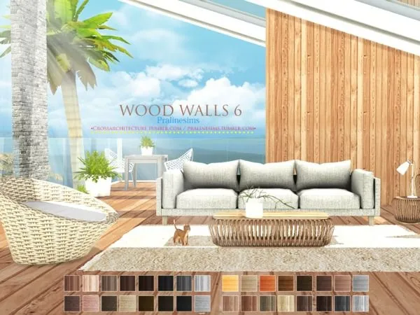 Mix Wood Walls 6 by thesimsresource - The Sims 4 Custom Content