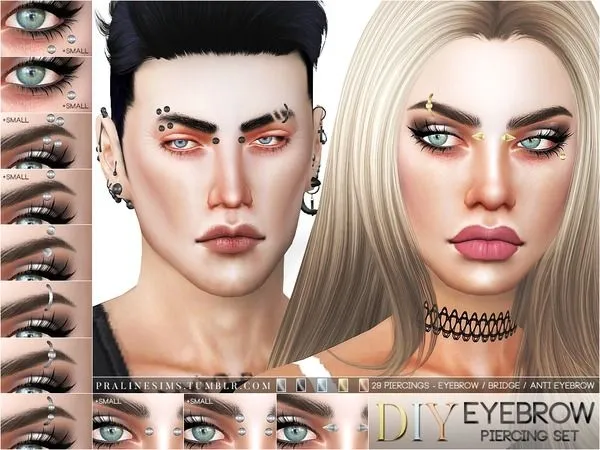 Alpha DIY Eyebrow Piercing Set by thesimsresource - The Sims 4 Custom Content