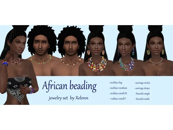 African Beading Jewelry Set by simsfinds - The Sims 4 Custom Content