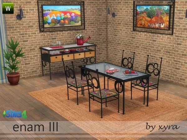 xyra Enam III dinning room set - The Sims 4 Custom Content