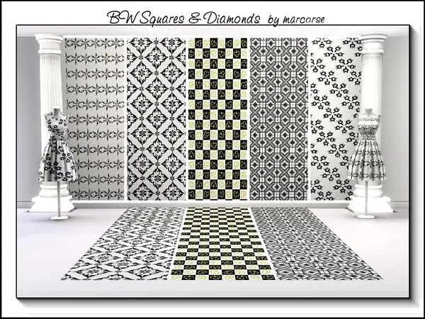 BW Squares Diamonds marcorse by thesimsresource - The Sims 3 Custom Content