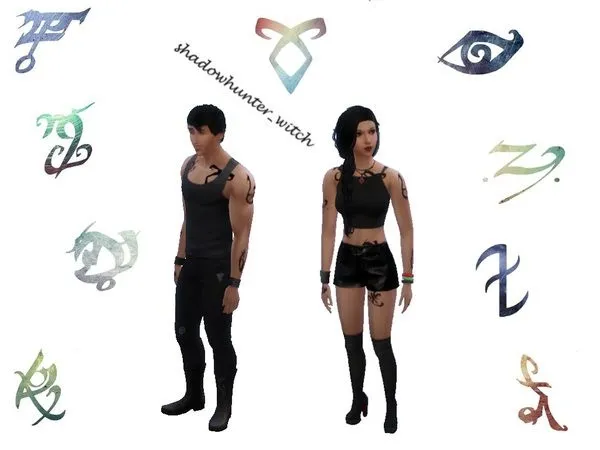 Shadowhunter RunesTattoos Set by thesimsresource - The Sims 4 Custom Content