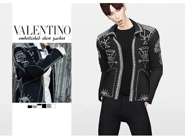 Maxis Match Valentino Embellished Shirt Jacket by simsfinds - The Sims 4 Custom Content