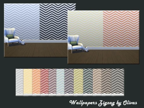 Alpha Wallpapers Zigzag by thesimsresource - The Sims 4 Custom Content