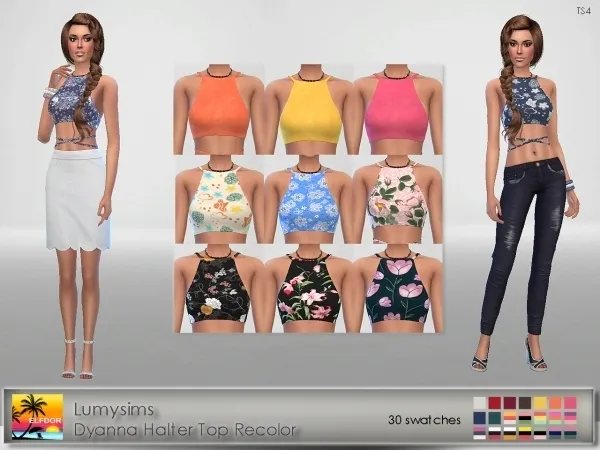 Alpha Lumysims Dyanna Halter Top Recolor by elfdor - The Sims 4 Custom Content