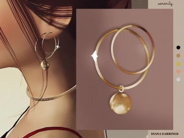 Alpha Diana Earrings by serenity-cc - The Sims 4 Custom Content