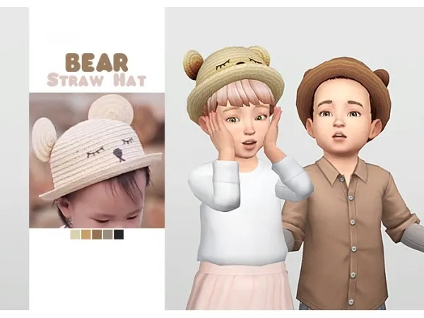 Maxis Match Bear Straw Hat by simsfinds - The Sims 4 Custom Content