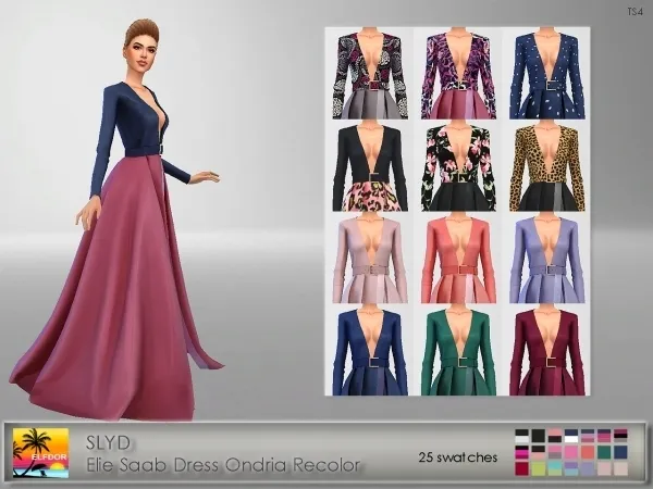 Alpha SLYD Elie Saab Dress Ondria Recolor by elfdor - The Sims 4 Custom Content