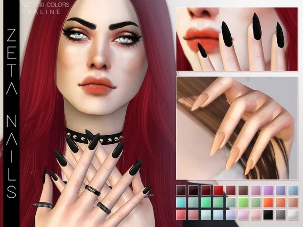 Alpha Zeta Nails by thesimsresource - The Sims 4 Custom Content