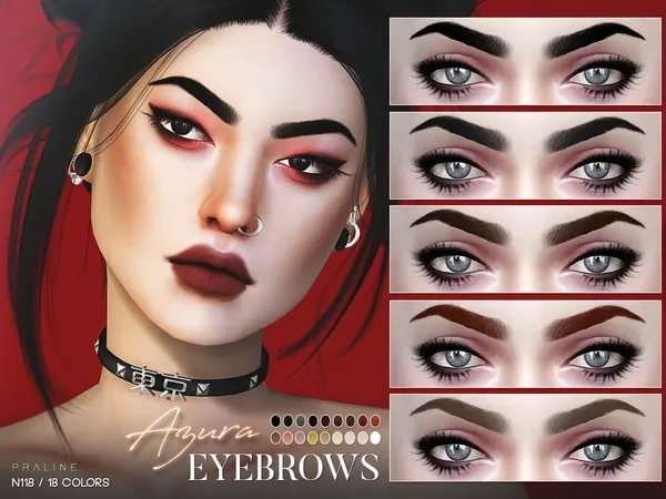 Alpha Azura Eyebrows N118 - The Sims 4 Custom Content