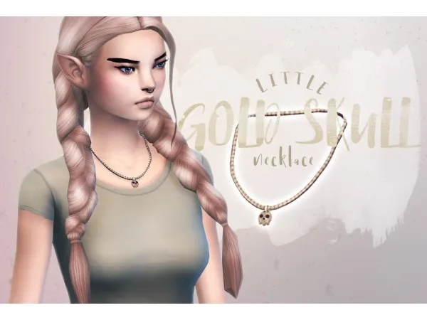 Alpha Little Gold Skull Necklace by simsfinds - The Sims 4 Custom Content