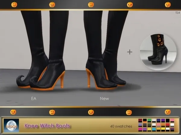 Maxis Match Knee Witch Boots by elfdor - The Sims 4 Custom Content