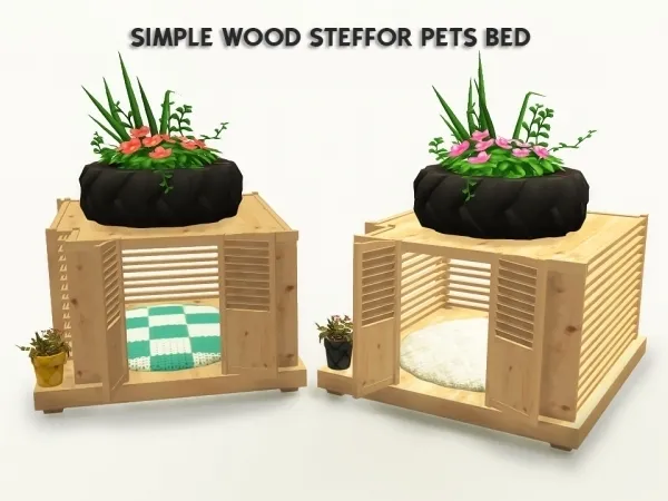 Alpha SIMPLE WOOD STEFFOR PETS BED by redheadsims - The Sims 4 Custom Content
