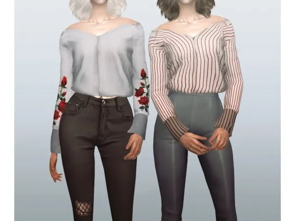 Off The Shoulder Shirt - The Sims 2 custom content