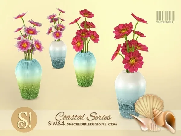 Coastal Extras dahlialotus in tall vase by thesimsresource - The Sims 4 Custom Content