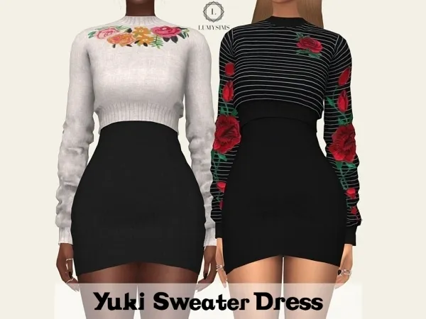 Alpha Yuki Sweater Dress by lumysims - The Sims 4 Custom Content