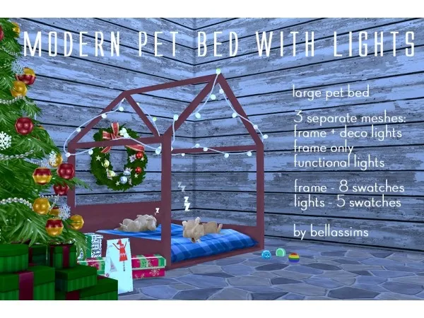Maxis Match Modern Pet Bed with Lights by simsfinds - The Sims 4 Custom Content