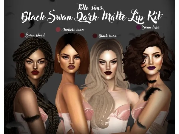Title sims Black Swan Dark matte Lip Kit by titlesimslemon - The Sims 2 Custom Content