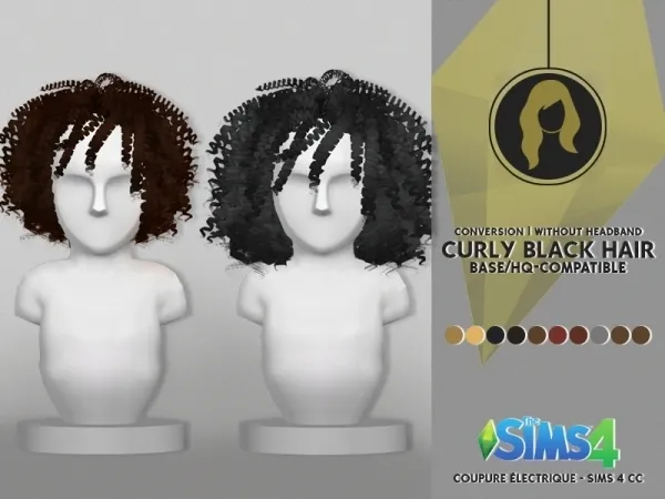 Alpha CURLY BLACK HAIR V1 by redheadsims - The Sims 4 custom content