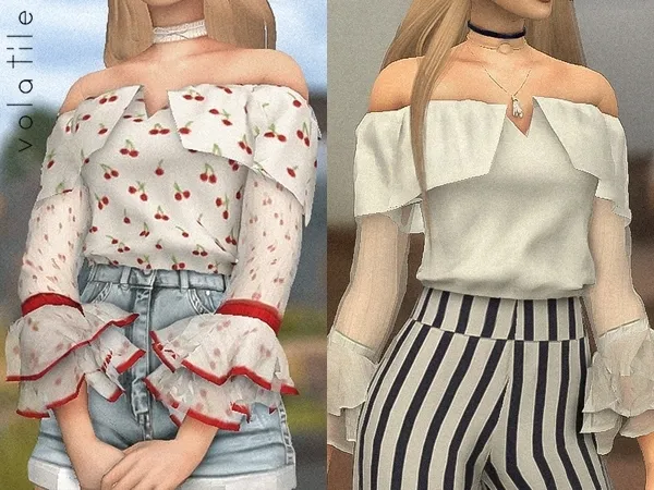 Alpha Asha Off Shoulder Blouse - The Sims 4 Custom Content