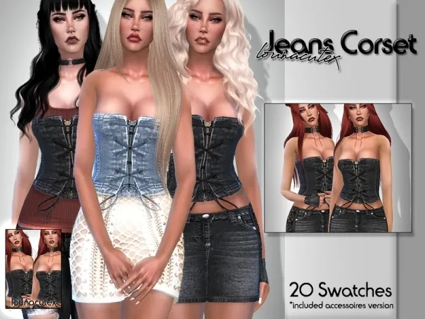 Alpha Jeans Corset Lounacutex by lounacutex - The Sims 4 custom content