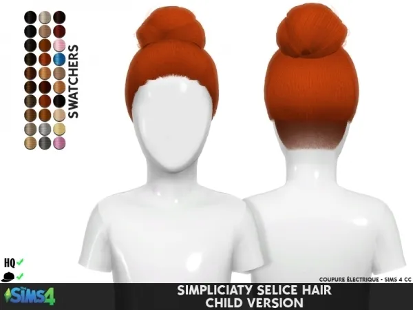 Alpha SIMPLICIATY SELICE HAIR CHILD VERSION by redheadsims - The Sims 4 custom content