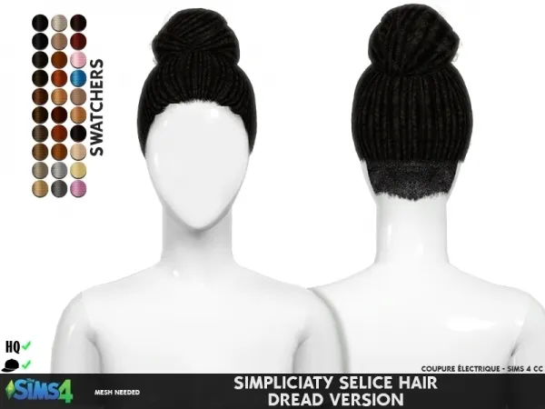Alpha SIMPLICIATY SELICE HAIR DREAD VERSION by redheadsims - The Sims 4 custom content