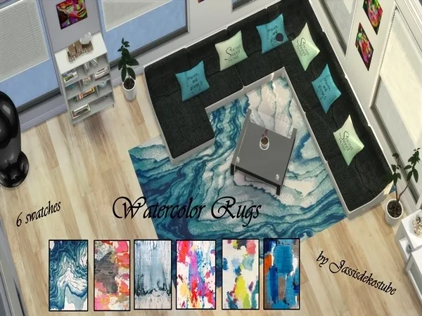 Alpha Watercolor Rugs - The Sims 4 Custom Content