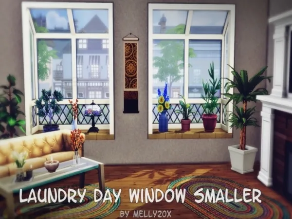 Alpha Laundry Day Windows smaller by Mellysimblr - The Sims 4 Custom Content