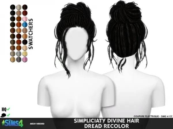 Alpha SIMPLICIATY DIVINE HAIR DREAD by redheadsims - The Sims 4 custom content