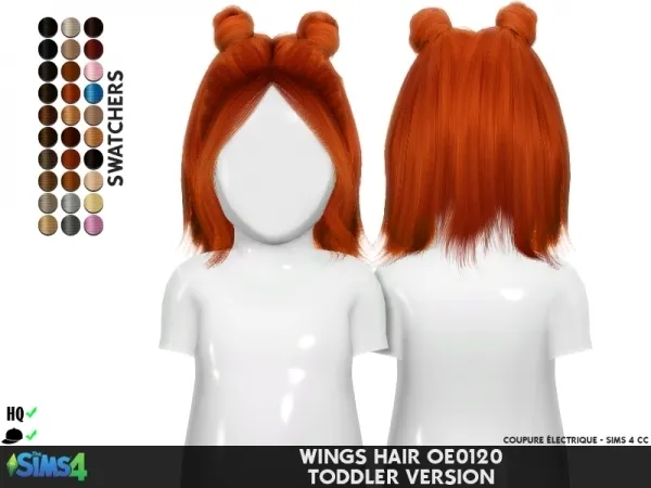 Alpha WINGS HAIR OE0120 F TODDLER VERSION by redheadsims - The Sims 4 custom content