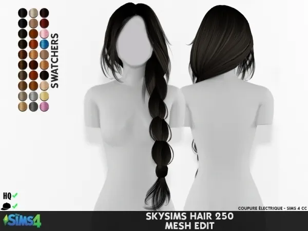 Alpha SKYSIMS HAIR 250 MESH EDIT by redheadsims - The Sims 4 Custom Content