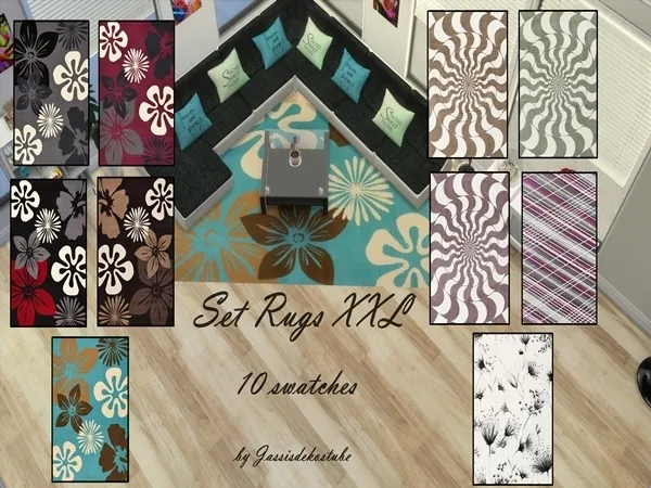 Alpha Set Rugs XXL - The Sims 4 Custom Content