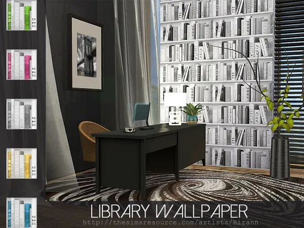 Alpha Library Wallpaper by rirann - The Sims 4 Custom Content
