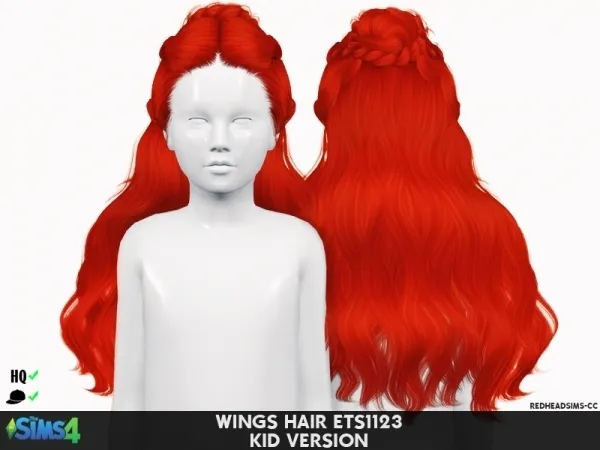 Alpha WINGS HAIR ETS1123 KIDS VERSION by redheadsims - The Sims 4 custom content