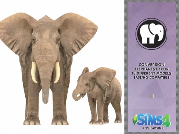 Alpha ELEPHANTS DECOR PACK by redheadsims - The Sims 4 Custom Content