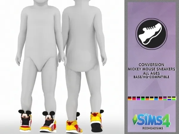 Alpha MICKEY MOUSE SNEAKERS ALL AGES by redheadsims - The Sims 4 custom content
