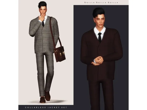 Alpha Collarless Jacket Set by simsfinds - The Sims 4 Custom Content