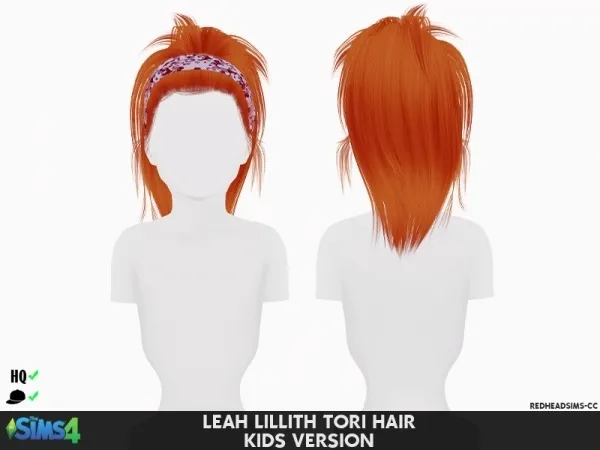 Alpha LEAH LILLITH TORI HAIR KIDS VERSION by redheadsims - The Sims 4 custom content