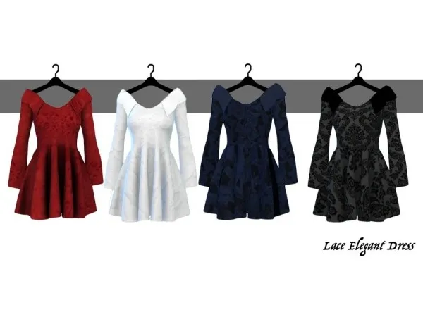 ksims7] Lace Elegant dress - Sims 4 CC - SimsFinds