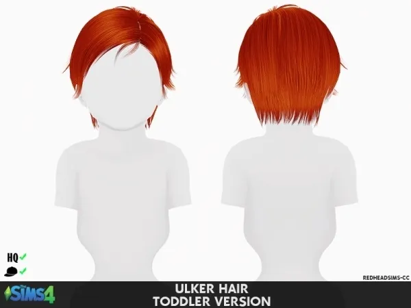 Alpha ULKER HAIR TODDLER VERSION by redheadsims - The Sims 4 Custom Content