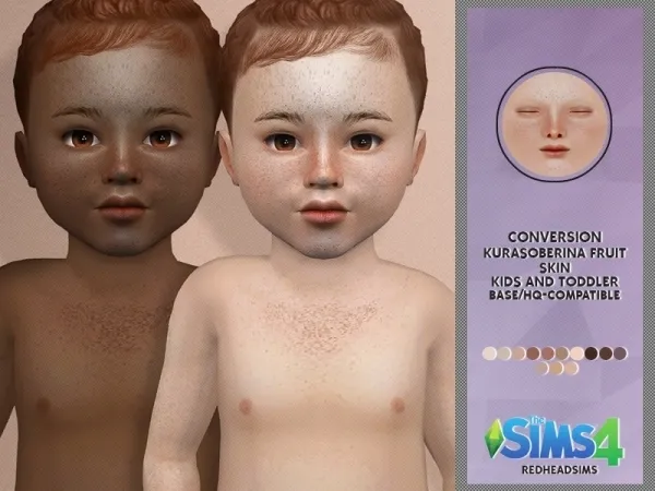 Alpha KURASOBERINA FRUIT SKIN KIDS AND TODDLER by redheadsims - The Sims 4 custom content