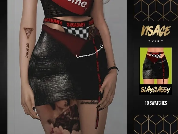 Alpha Slay Classy VISAGE SKIRT by slayclassy - The Sims 4 Custom Content