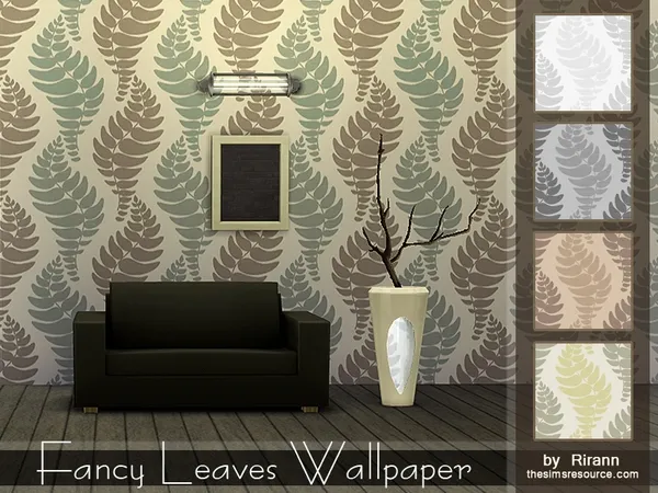 Alpha Fancy Leaves Wallpaper by rirann - The Sims 4 Custom Content