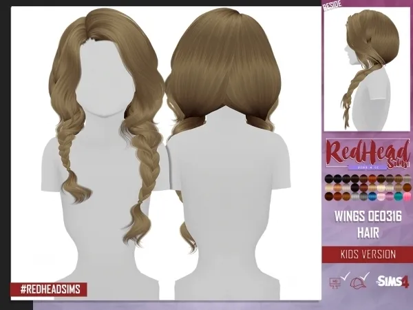 Alpha WINGS OE0316 HAIR KIDS VERSION by redheadsims - The Sims 4 custom content