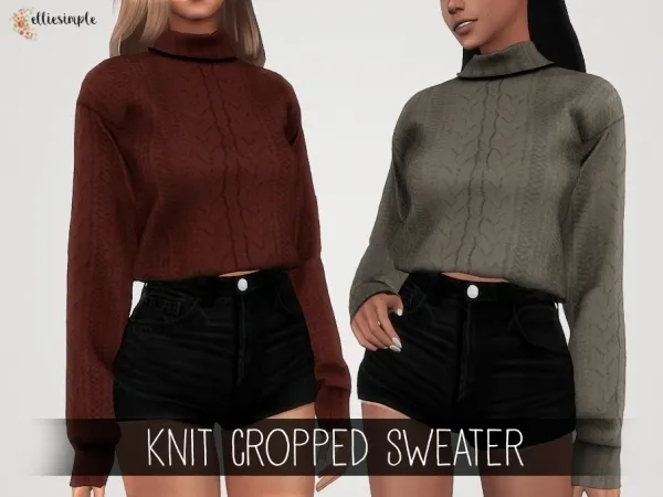 Alpha Elliesimple Knit Cropped Sweater by elliesimple - The Sims 4 Custom Content
